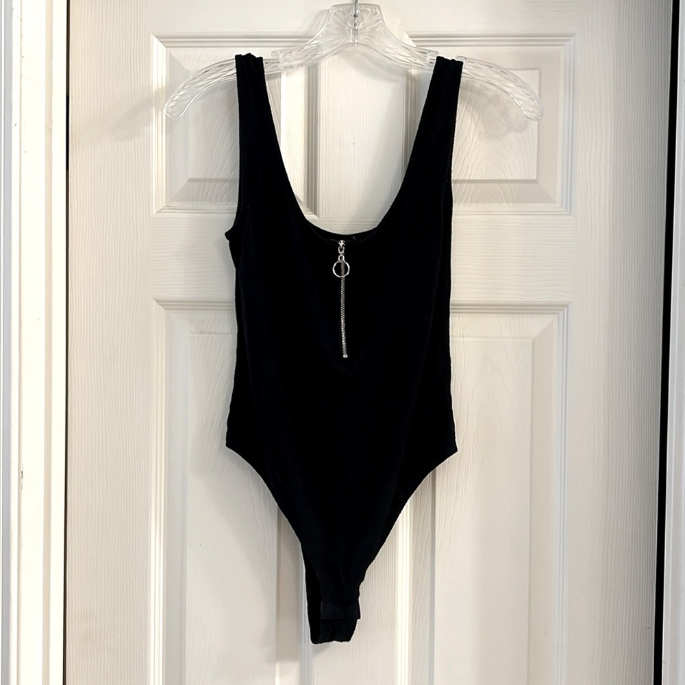 21 Saints black sexy zipper bodysuit